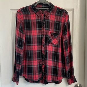 Rails Women’s Hunter Flannel Blouse Size Medium Scarlet Graphite White Western